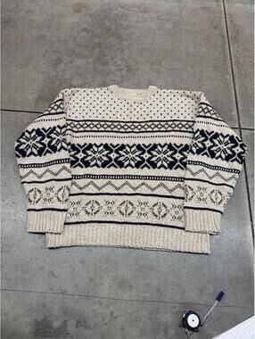 vintage fieldmaster made in usa beige and black knit sweater size large